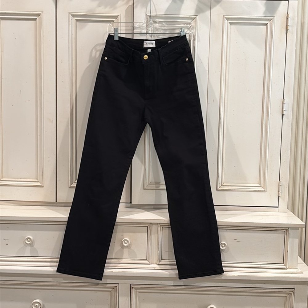 Frame Le High Straight Black Jeans